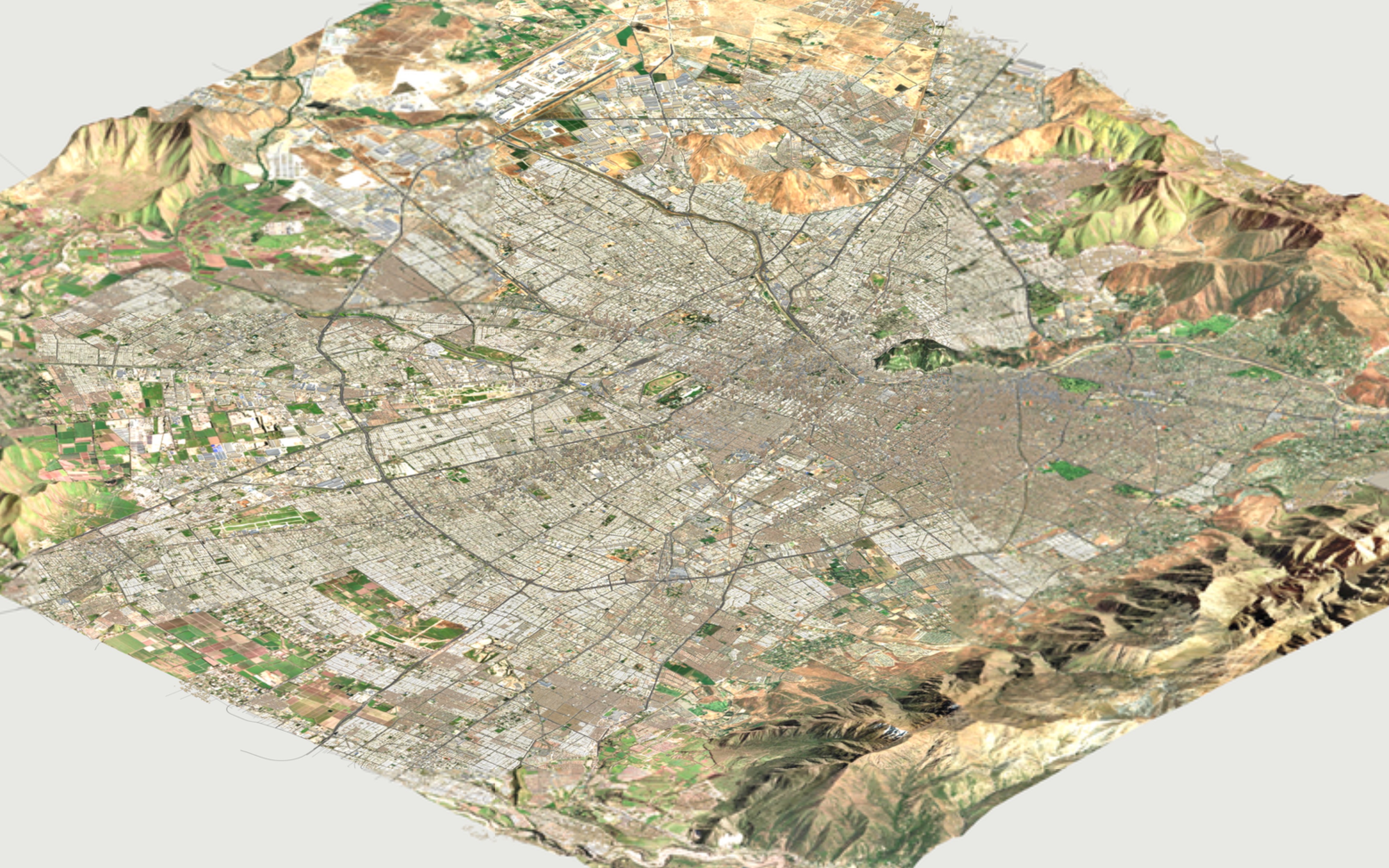 Render isométrico styled del Gran Santiago · cis-isometrico